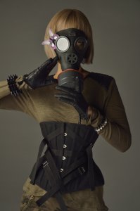 画像2: 砂時計型　ファンレーシング　アンダーバスト　ブラック Hourglass Shaped Fan Lacing Black  (2)