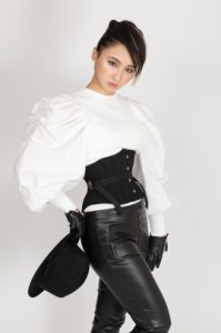 画像2: 砂ファン　Basic ブラック Hourglass Fan Lacing Basic Black (2)